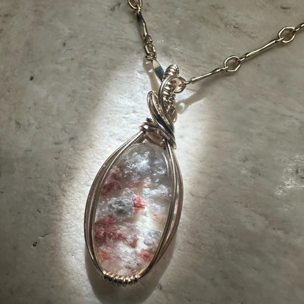 14k Gold Filled Minimalist Petite Lodolite Healing Stone